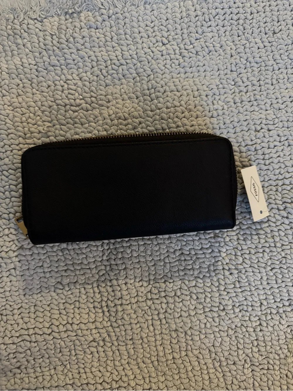 Fossil Black Leather Wallet with Gold Accent
